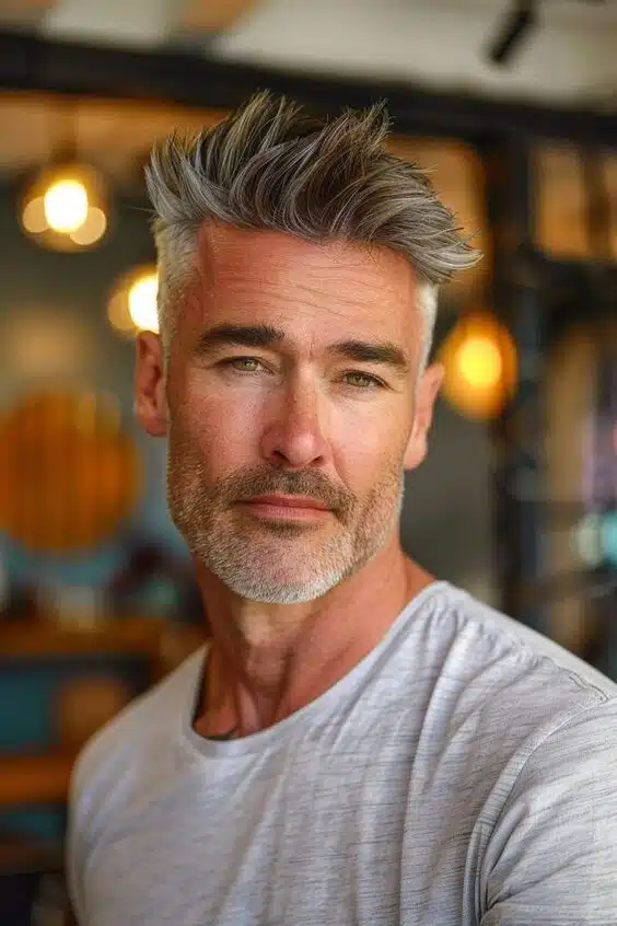 Salt-and-Pepper Elegance with a Tapered Beard