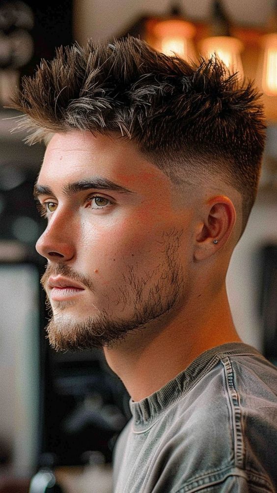 Layered Burst Mohawk with Windswept Finish
