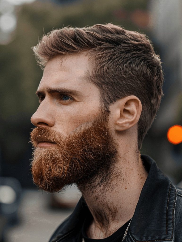 Long, Brushed-Back Hair with a Layered Medium Beard