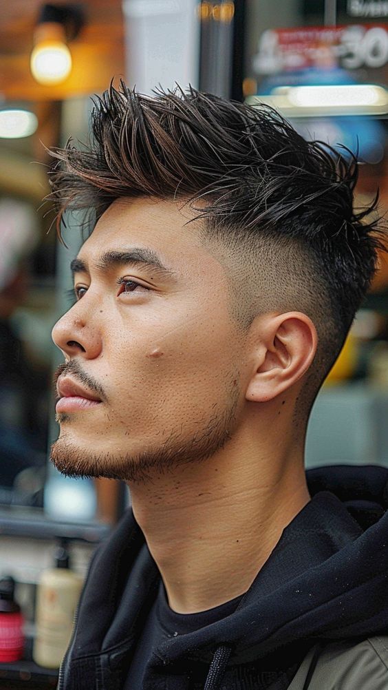 Textured Fade Mohawk with Tousled Finish