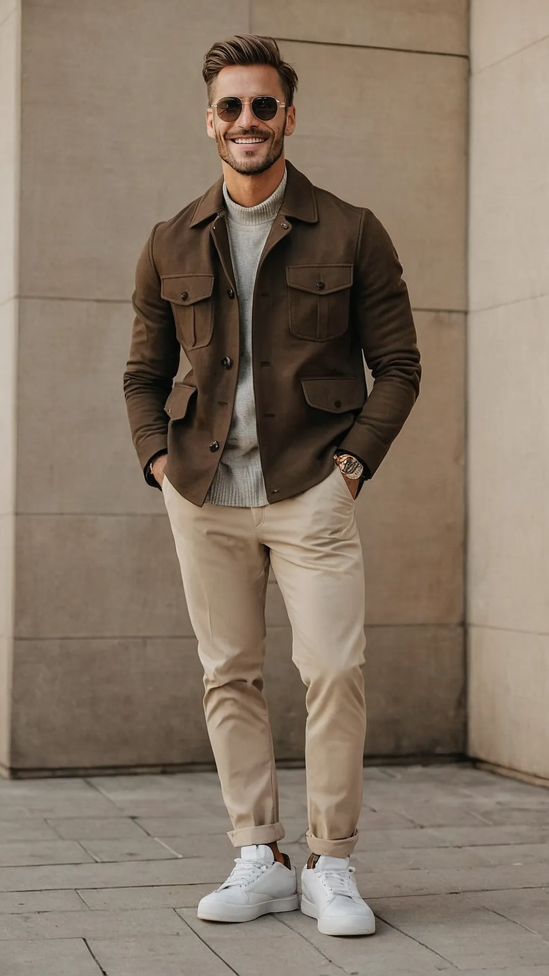 Casual knit sweater and distressed jeans