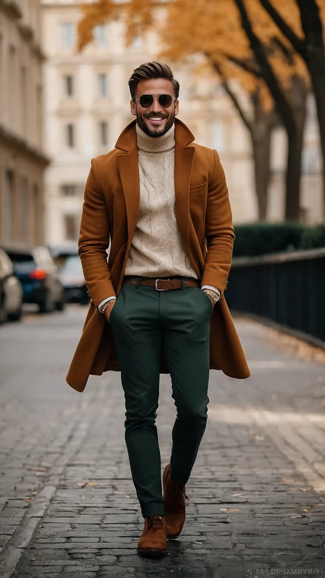 Wool coat with turtleneck and boots