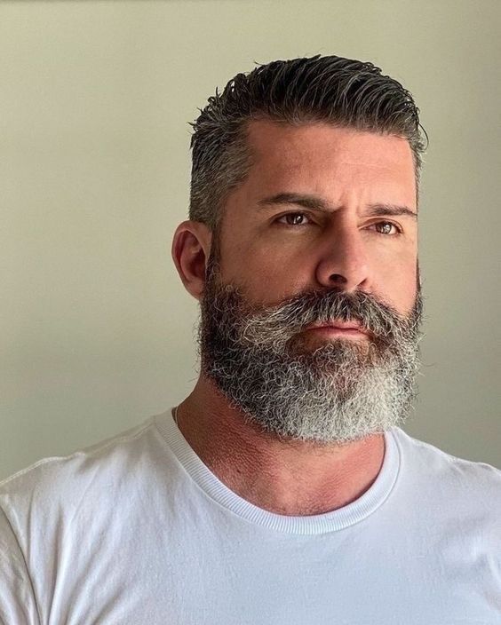 Slick Undercut Paired with a Rounded Full Beard