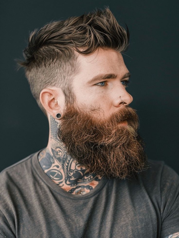 Classic Beard with Polished Side-Swept Hairstyle