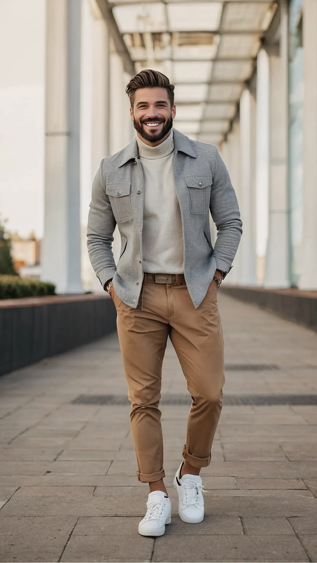 Checkered coat with sweater and chelsea boots
