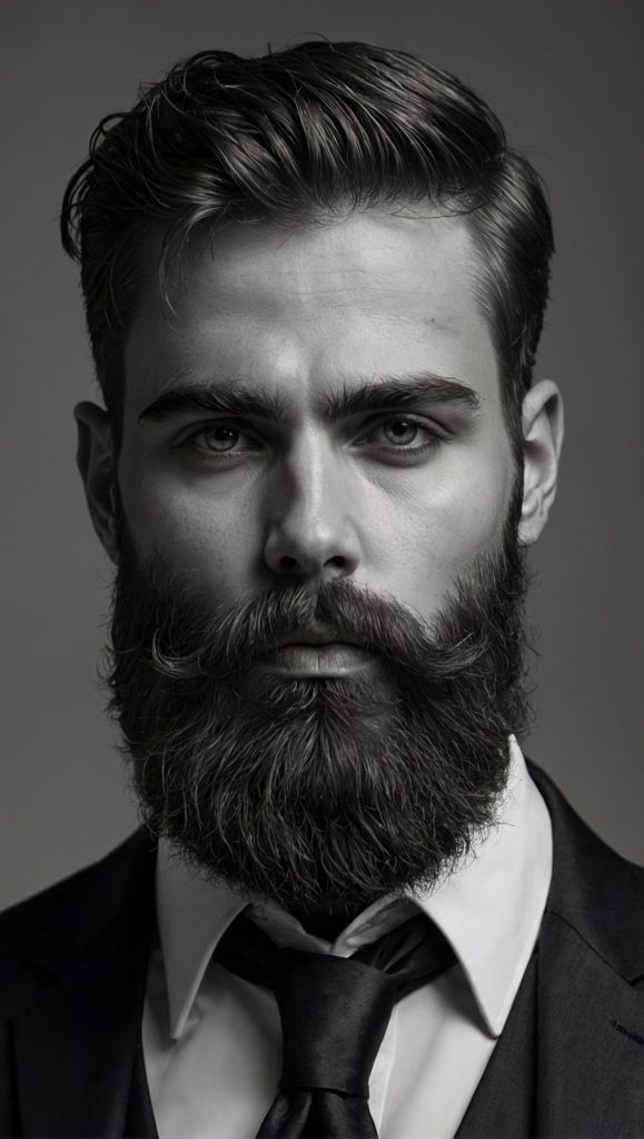 Slick Side Part with a Tapered Square Beard