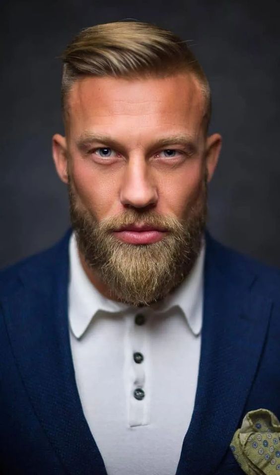 Classic Full Beard with Side-Lined Fade