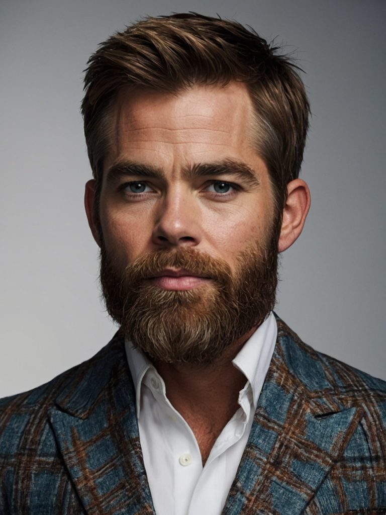 Slicked-Back Waves with a Full, Angular Medium Beard