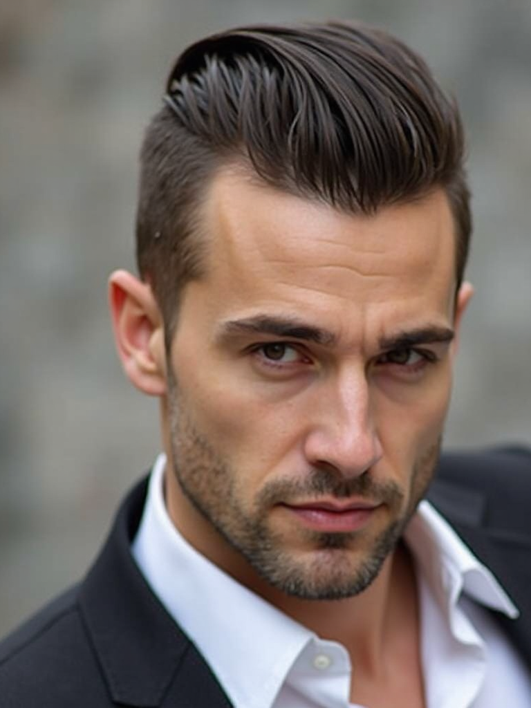 Sharp Faux Hawk with High Fade and Side Accent