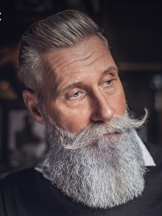 Commanding Presence with Long Textured Silver Beard