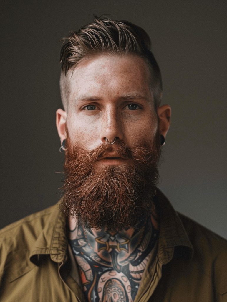 Wavy Undercut with a Tapered Medium Beard