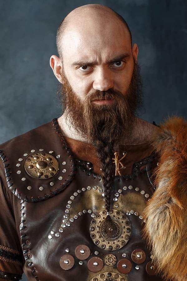 Layered Viking Beard with Braided Ends and Textured Top