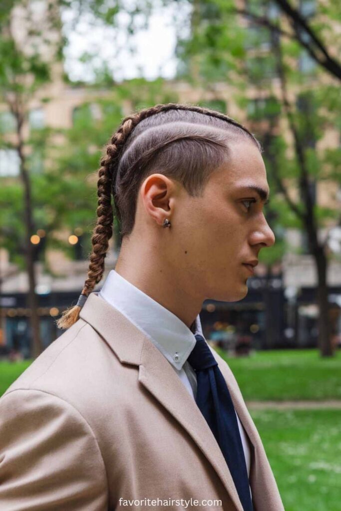 Braided Ponytail with Shaved Patterns