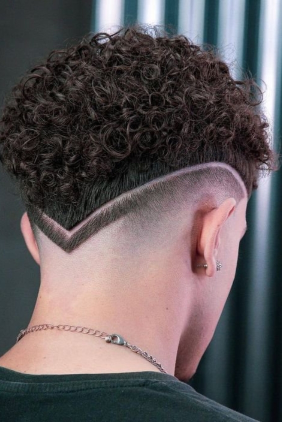 Curly V-Shape Mohawk with Brushed Height