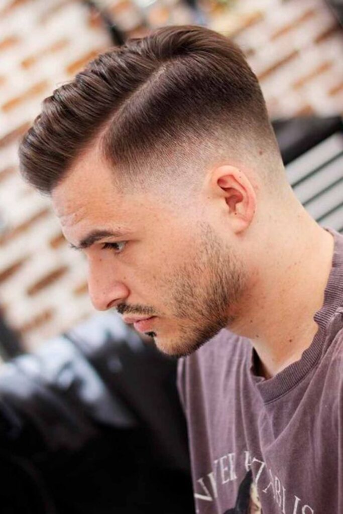 Classic Fade with a Defined Side Sweep