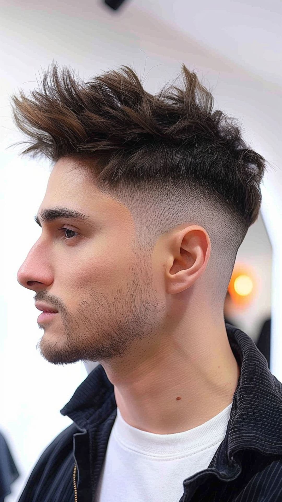 Skin Fade Faux Hawk with Sharp Edges
