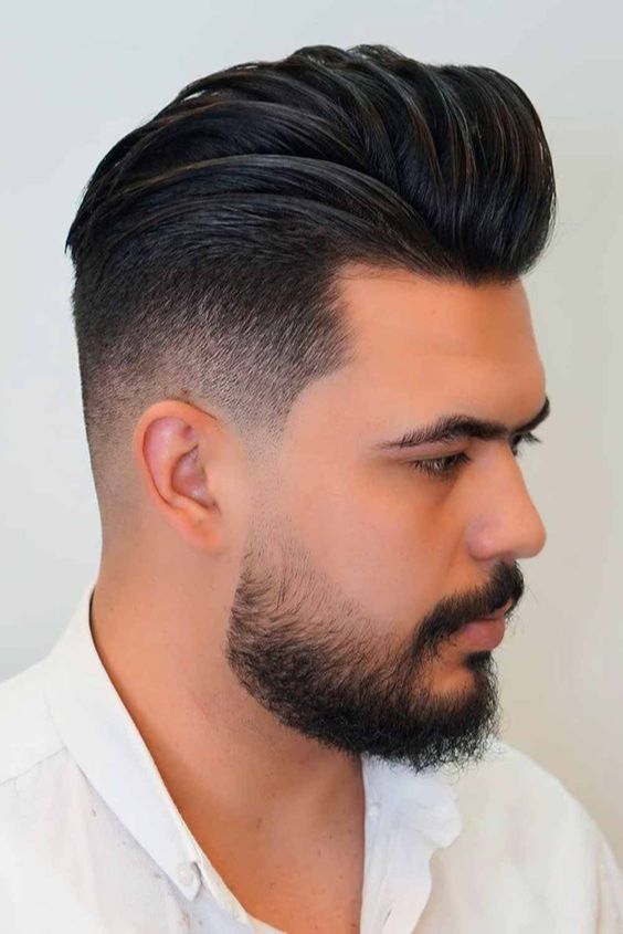 Slicked-Back Pompadour with Undercut Fade