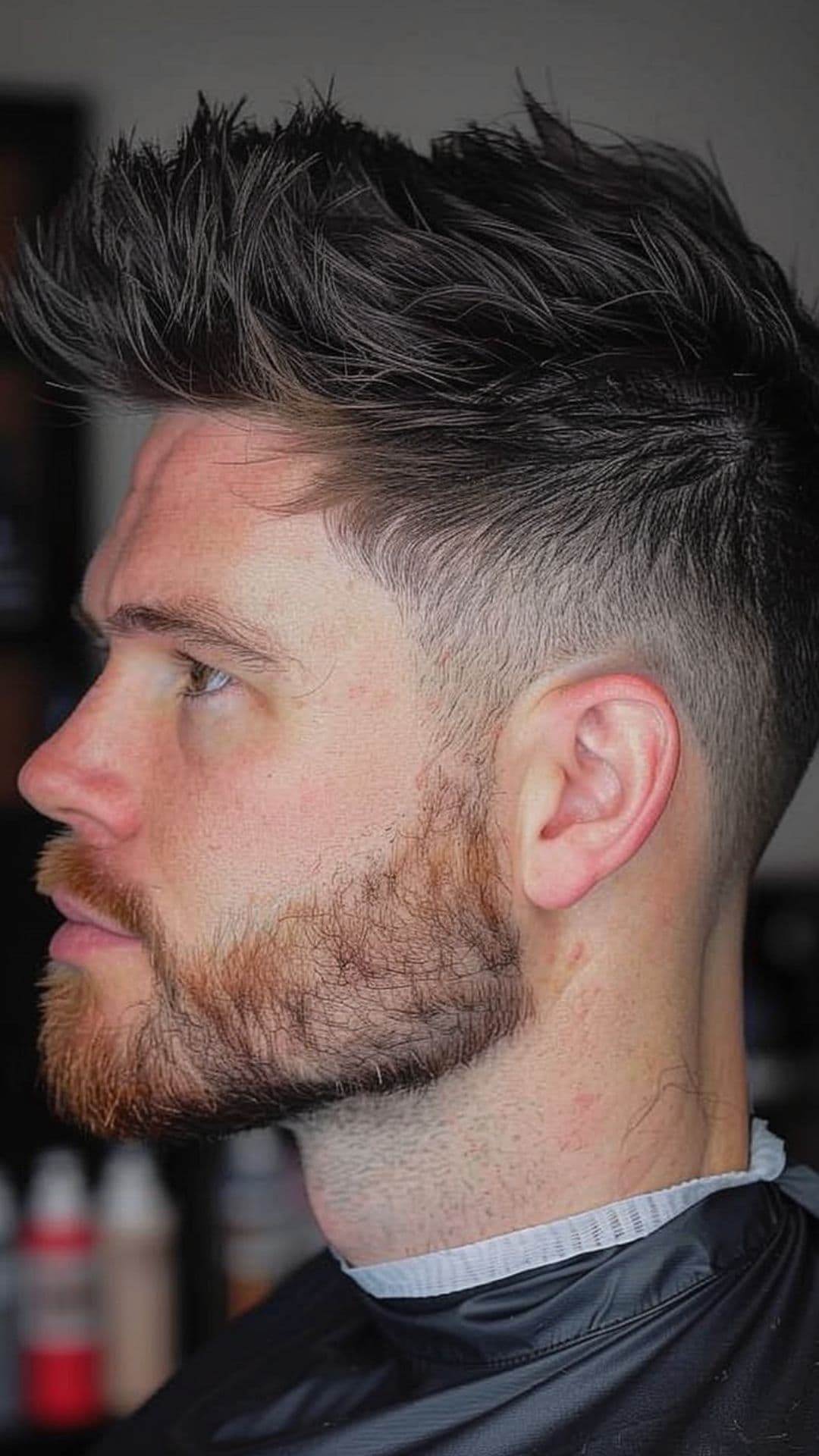 Taper Fade Faux Hawk with Chiseled Texture