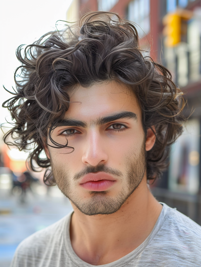 The Classic Curly Top with Low Fade