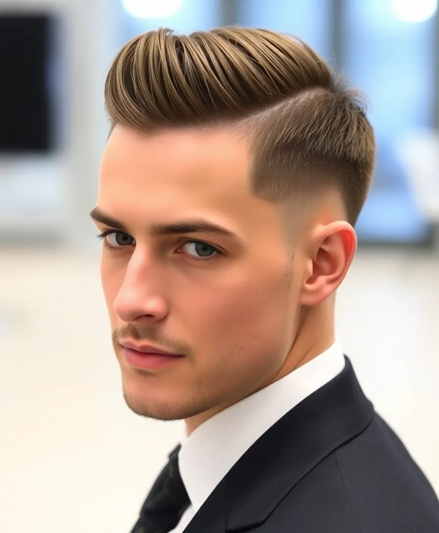 Slick Comb-Over with Low Fade and Razor Part