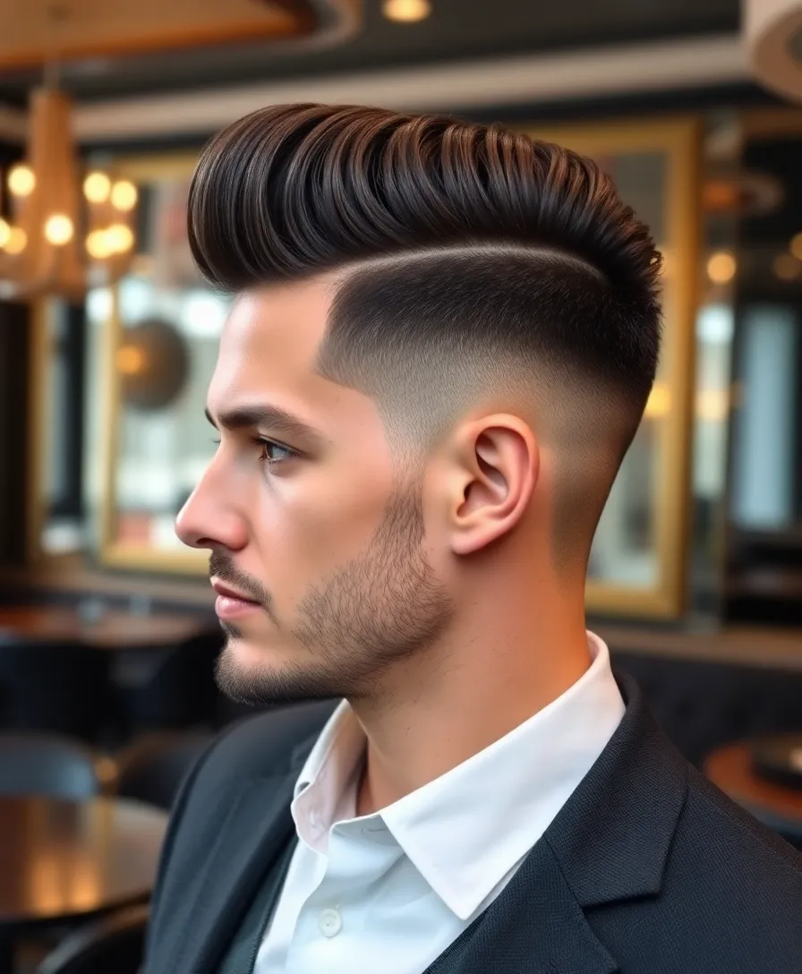 Messy Comb-Over with High Fade