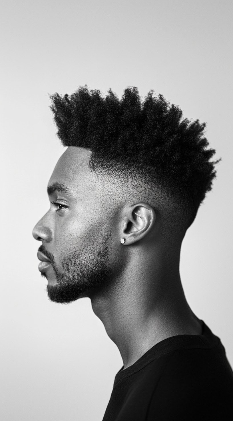 Textured Curls with High Fade