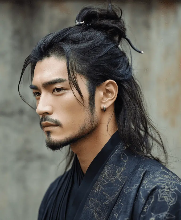 Bold Samurai Undercut with Flowing Top