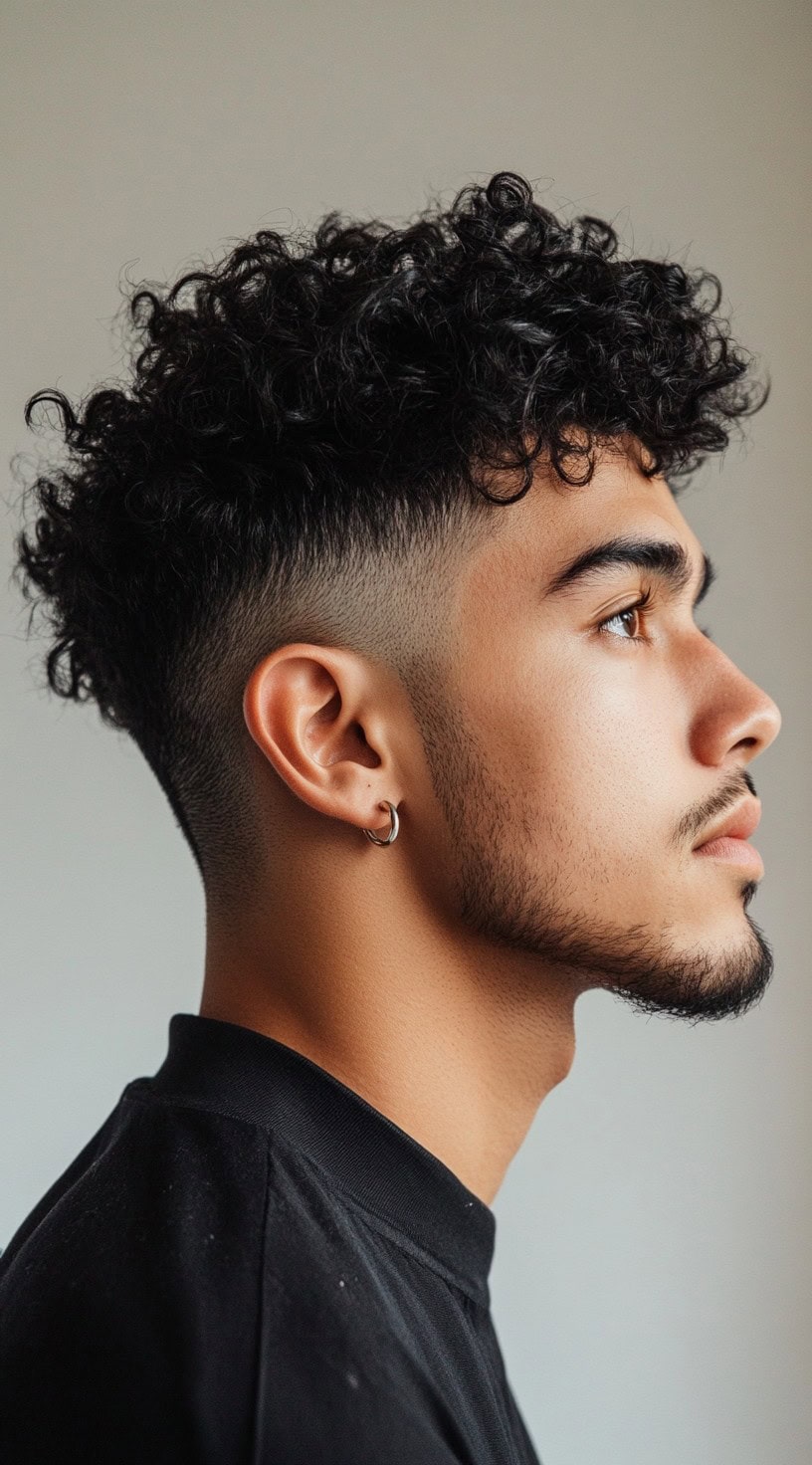 Low Fade with Textured Curly Top