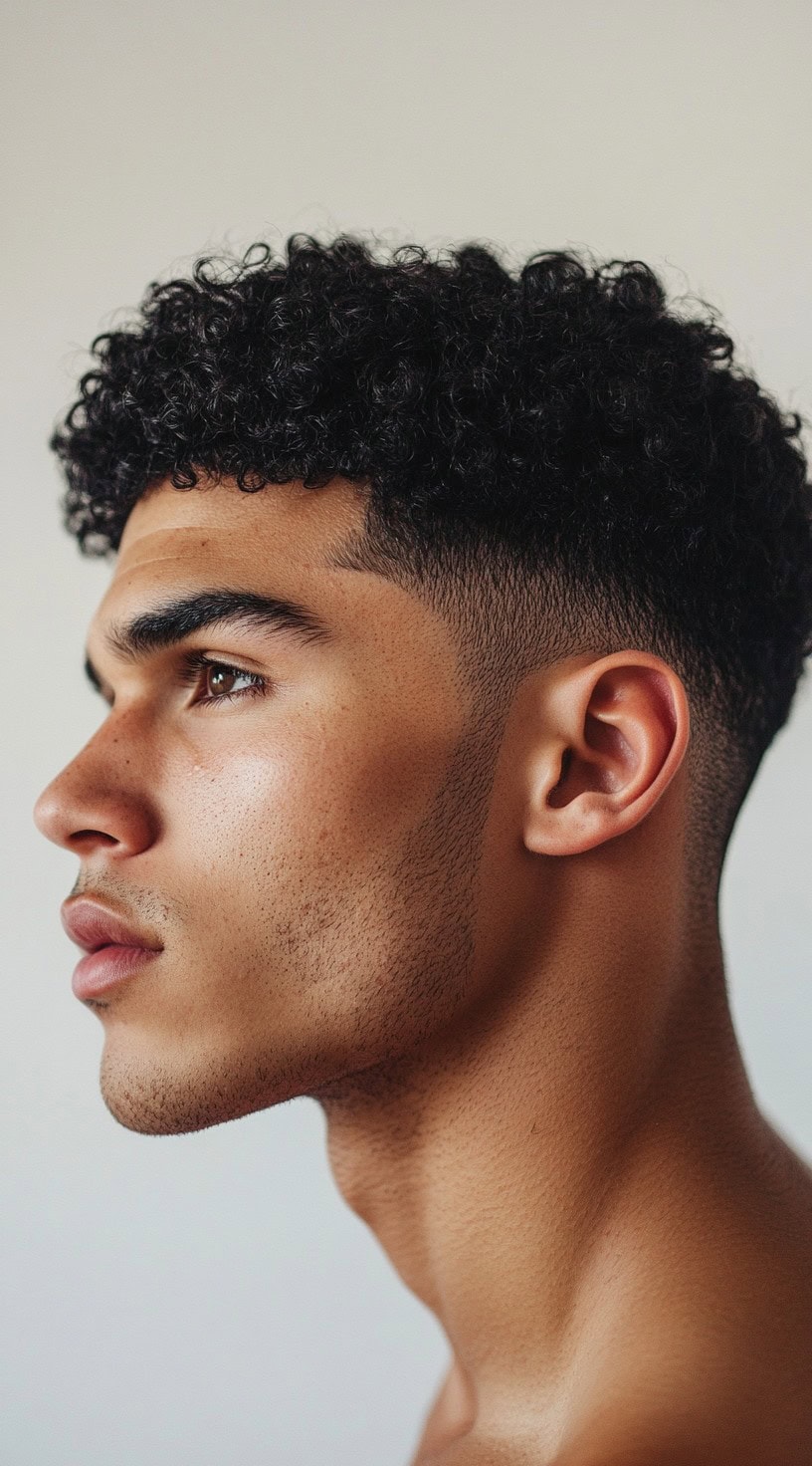 Natural Curls with Low Fade