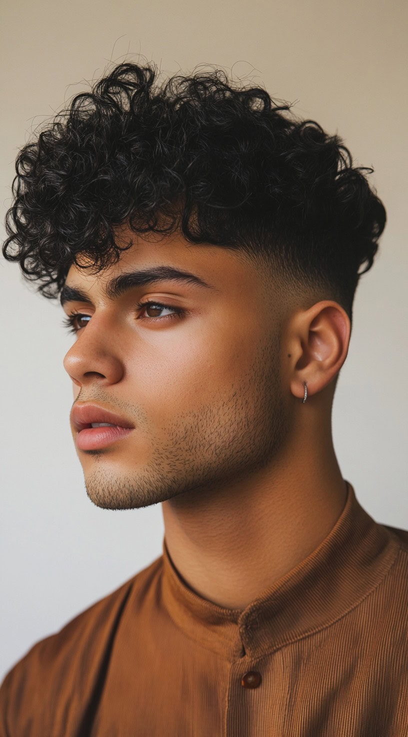 Sleek Mid Fade with Tight Curls